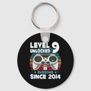 Nine 9yr Bday Son Boy Funny Gamer 9th 9 Year Old B Keychain