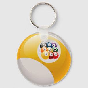 NINE BALL RACK BILLIARDS BALL KEYCHAIN