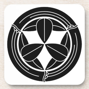 Nine bamboo leaves in a bamboo ring coaster
