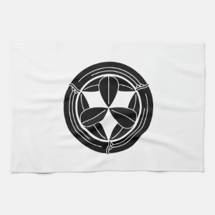 Nine bamboo leaves in a bamboo ring kitchen towel