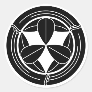 Nine bamboo leaves in bamboo circle classic round sticker