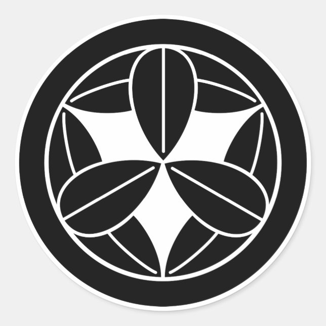 Nine bamboo leaves in circle classic round sticker (Front)