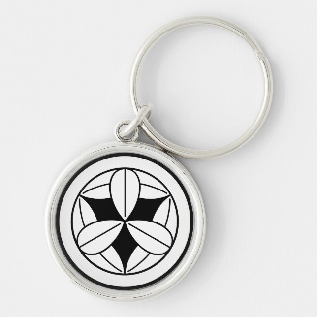 Nine bamboo leaves in circle keychain (Front)