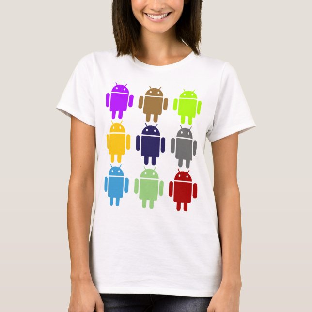 Nine Bug Droids (Android Multiple Colours Humour) T-Shirt (Front)