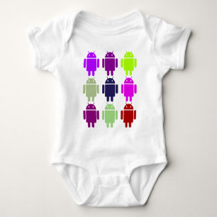 Nine Bug Droids (Android Multiple Purple Colours) Baby Bodysuit