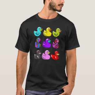Nine Cool Rubber Ducks Rainbow Duckie Squeaky Rubb T-Shirt