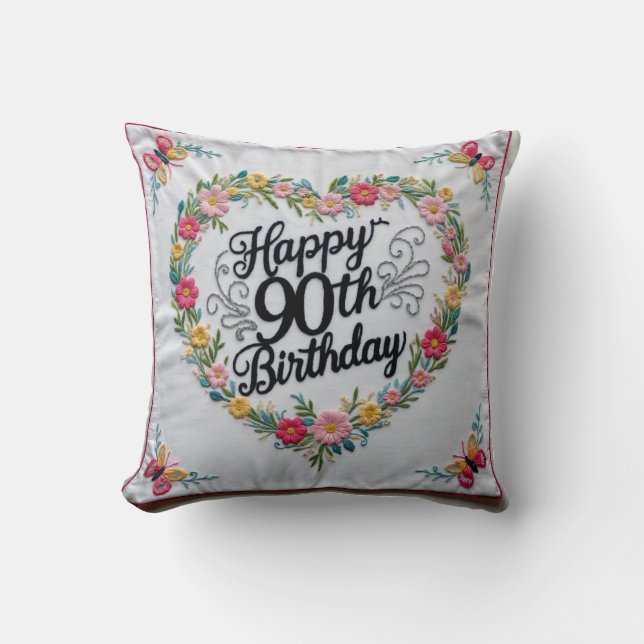  “Nine Decades of Joy” Throw Pillow: Celebrate a L Pillow (Front)