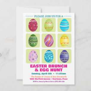 Nine Easter Eggs Hunt Decorating Party Invitation