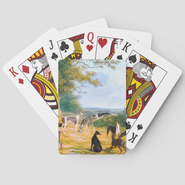 Nine Greyhounds in a Landscape by Jacques-Laurent  Playing Cards (Back)