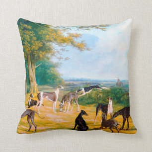 Nine Greyhounds in a Landscape by Jacques-Laurent Throw Pillow