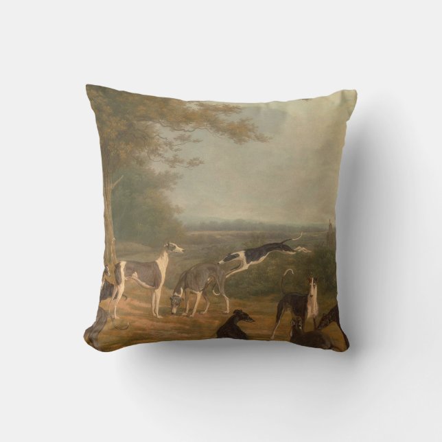 Nine Greyhounds In A Landscape Jacques Laurent Throw Pillow (Front)
