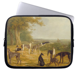 Nine Greyhounds in a Landscape (oil on canvas) Laptop Sleeve