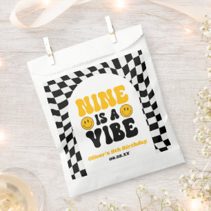 Nine Is A Vibe Retro Ninth 9th Birthday Party Favour Bag