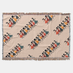 Nine Ladies Dancing Cut-Out Stencil Retro Style 4 Throw Blanket