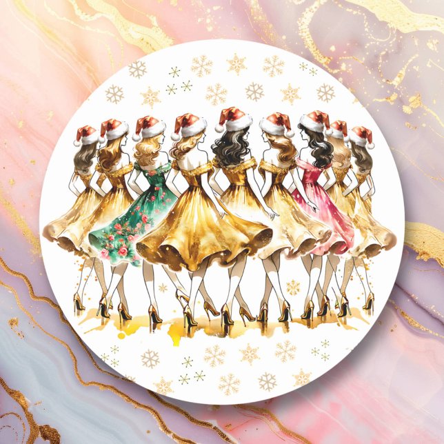 Nine Ladies Dancing | Twelve Days of Christmas Classic Round Sticker (Creator Uploaded)