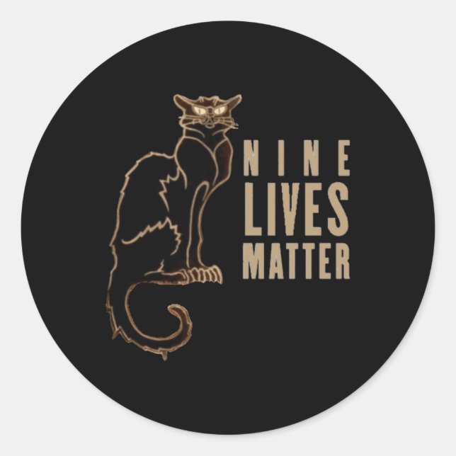 Nine Lives Black Cat Sticker  (Front)