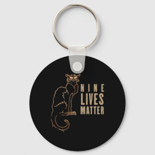 Nine Lives Black Cat Sticker Keychain