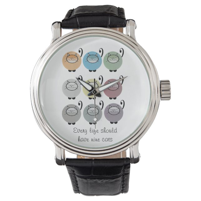 Nine Lives Cat Quote Watch (Front)