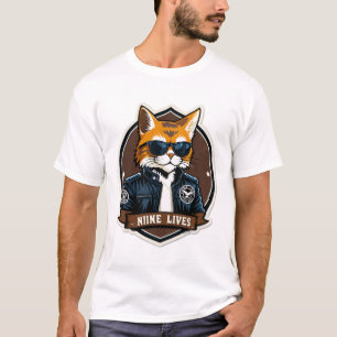 Nine Lives Club – Vintage Cool Cat Biker T-Shirt