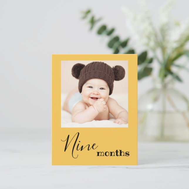 Nine Month Photo First Birthday Banner Card (Standing Front)