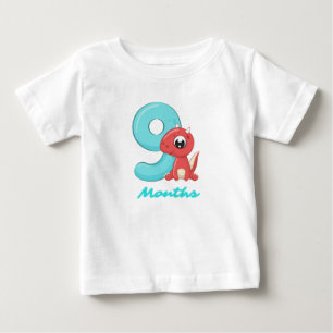 Nine Months cute dinosaur Baby T-Shirt