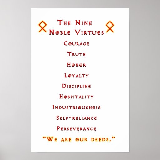 Nine Noble Virtues Poster | Zazzle