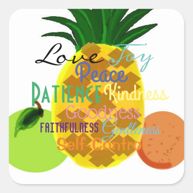 Nine Part Fruit of the Spirit Square Sticker (Front)