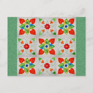 Nine Patch Heart Quilt Postcard