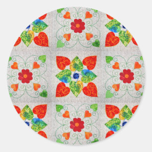 Nine Patch Quilt Sticker! Classic Round Sticker