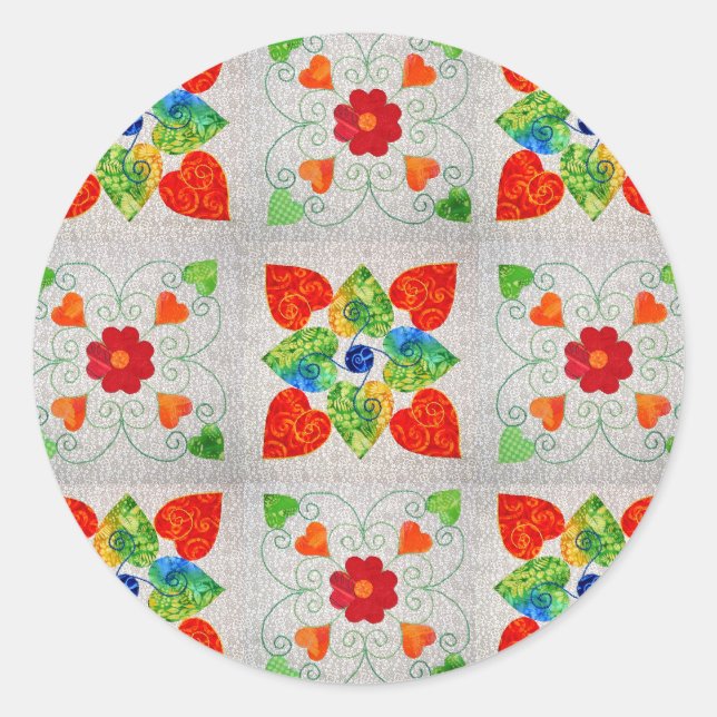 Nine Patch Quilt Sticker! Classic Round Sticker (Front)