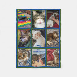 Nine Photo Blue Green Border Pet Keepsake Fleece Blanket
