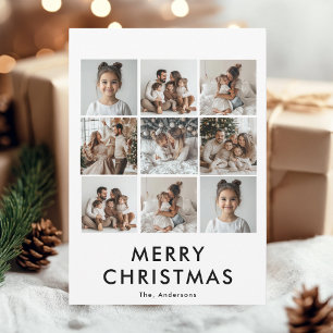 Nine Photo Merry Christmas Card   Custom Holiday 