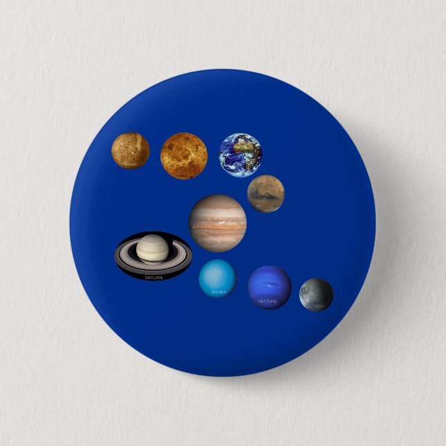Nine Planets in the Solar System 2 Inch Round Button (Front)