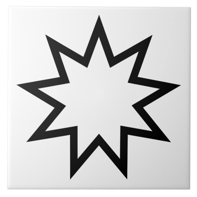 Nine-Pointed Star (Symbol of the Bahai Faith) Tile (Front)