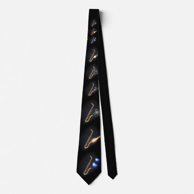 Nine saxophones music concept artwork canvas print tie (Front)