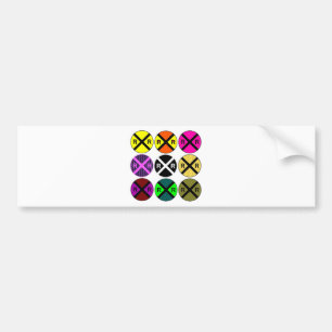 Nine Sign Coloured Railroad Crossings Bumper Sticker