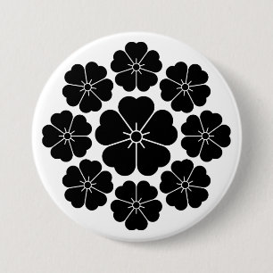 Nine stars-style cherry blossoms 3 inch round button