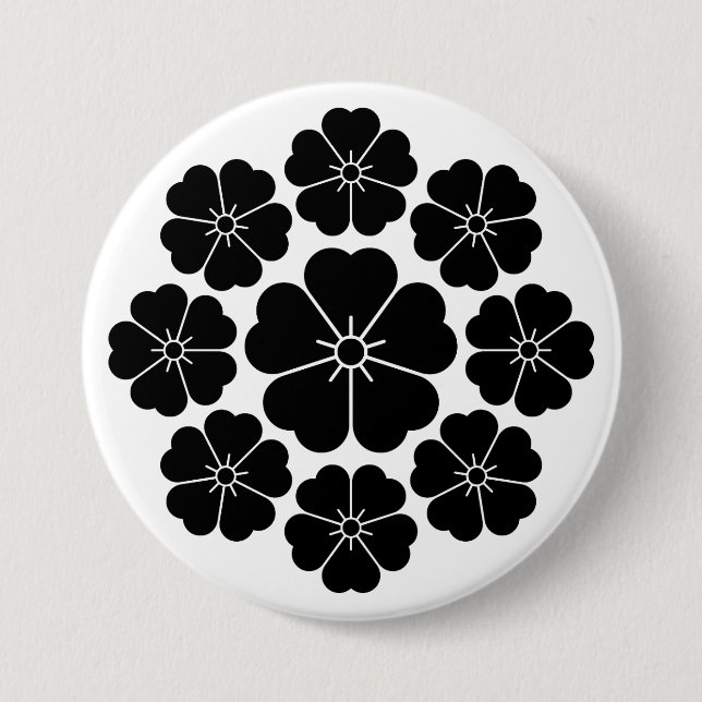 Nine stars-style cherry blossoms 3 inch round button (Front)