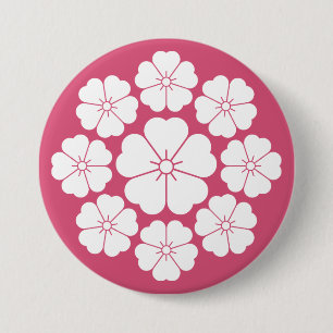 Nine stars-style cherry blossoms 3 inch round button
