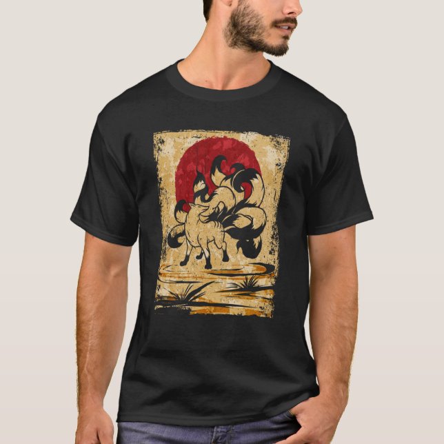 Nine Tailed Fox Japanese Retro  3 T-Shirt (Front)