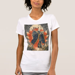 Nine-Tailed Kitsune Fox Japanese Mythology Art T-Shirt