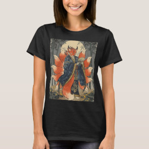 Nine-Tailed Kitsune Fox Japanese Mythology Art T-Shirt