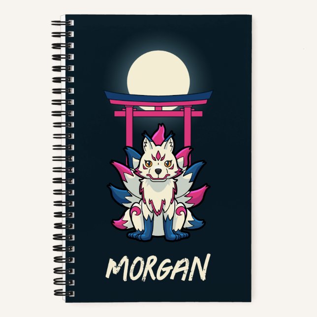 Nine-Tailed Kitsune- Japanese Fox Personalized Notebook (Front)