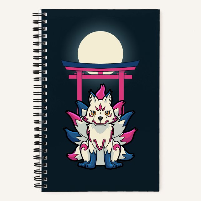 Nine-Tailed Kitsune- Japanese Fox Yokai Notebook (Front)