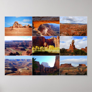 Nine Utah Landmarks Poster
