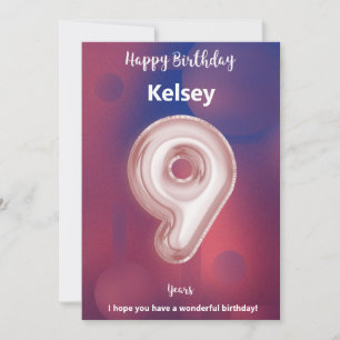 Nine year old Happy Birthday card
