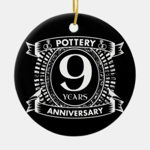 Nine years Pottery wedding anniversary Ceramic Ornament