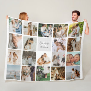 Nineteen Photo Collage Simple Newly Weds Couple Fleece Blanket