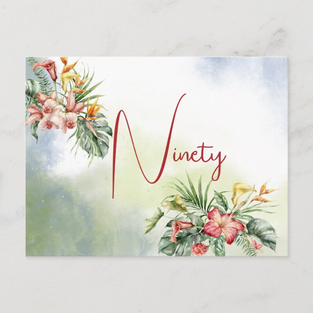 Ninetieth 90e anniversaire Invitation florale trop (Devant)