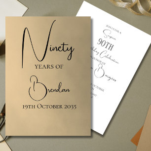 Ninetieth 90th Homme Anniversaire Invitation
